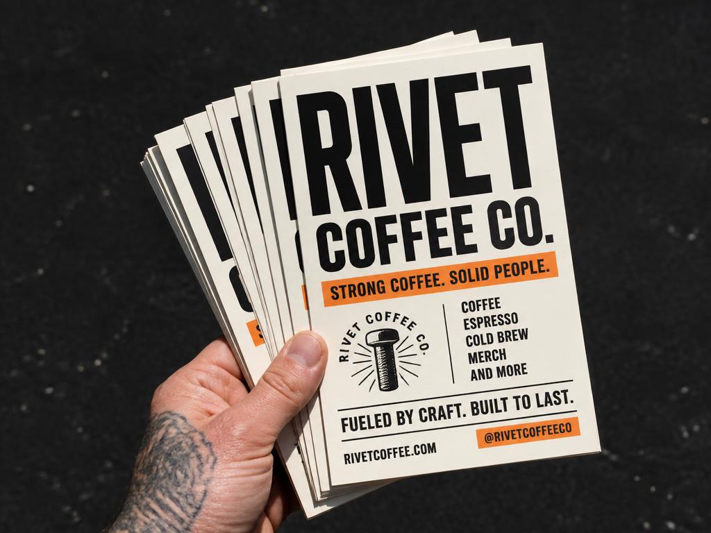Flyers and handbills mockup for Rivet Coffee Co.